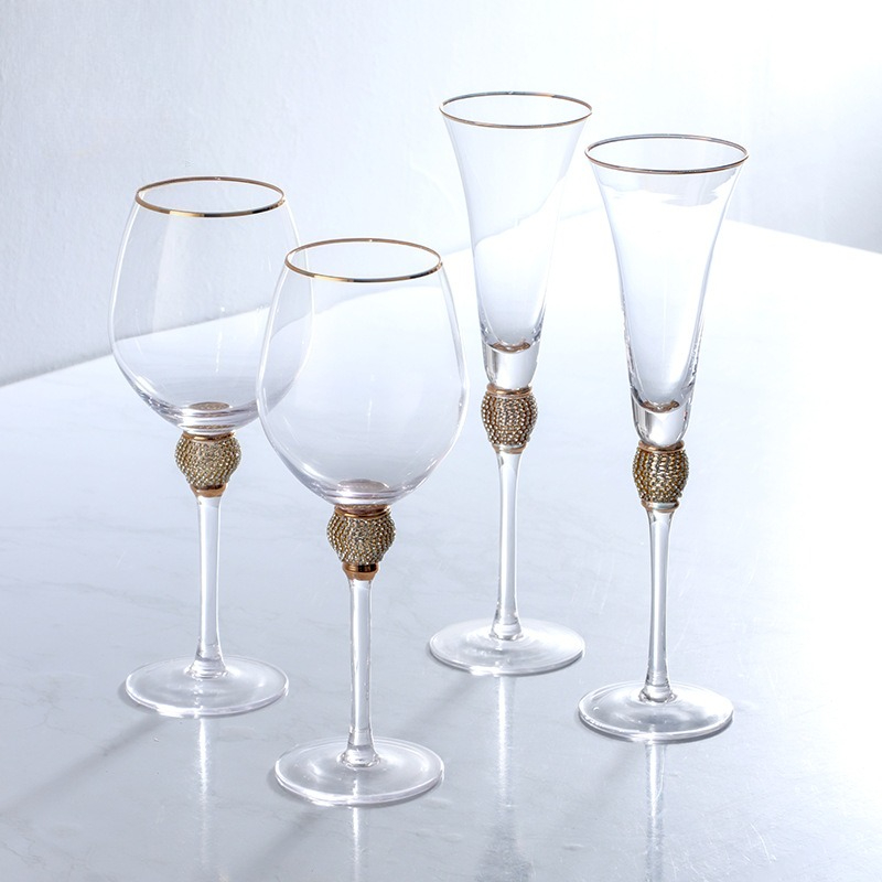 Highball Glass Set - Luxo diamante ouro borda conjunto de