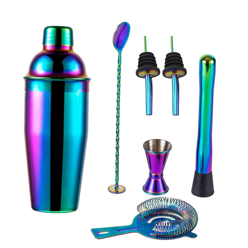 Boston Shaker Set - 5/7 pçs arco-íris cocktail shaker aço