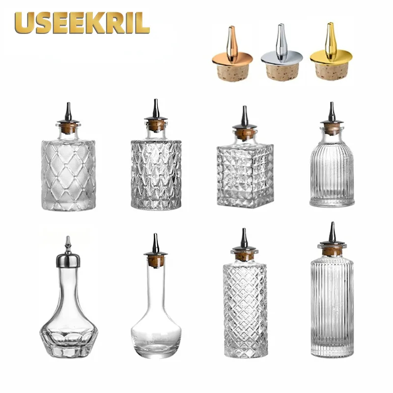 Bitters Bottle Set - Garrafas de coquetel bitters com tampa,