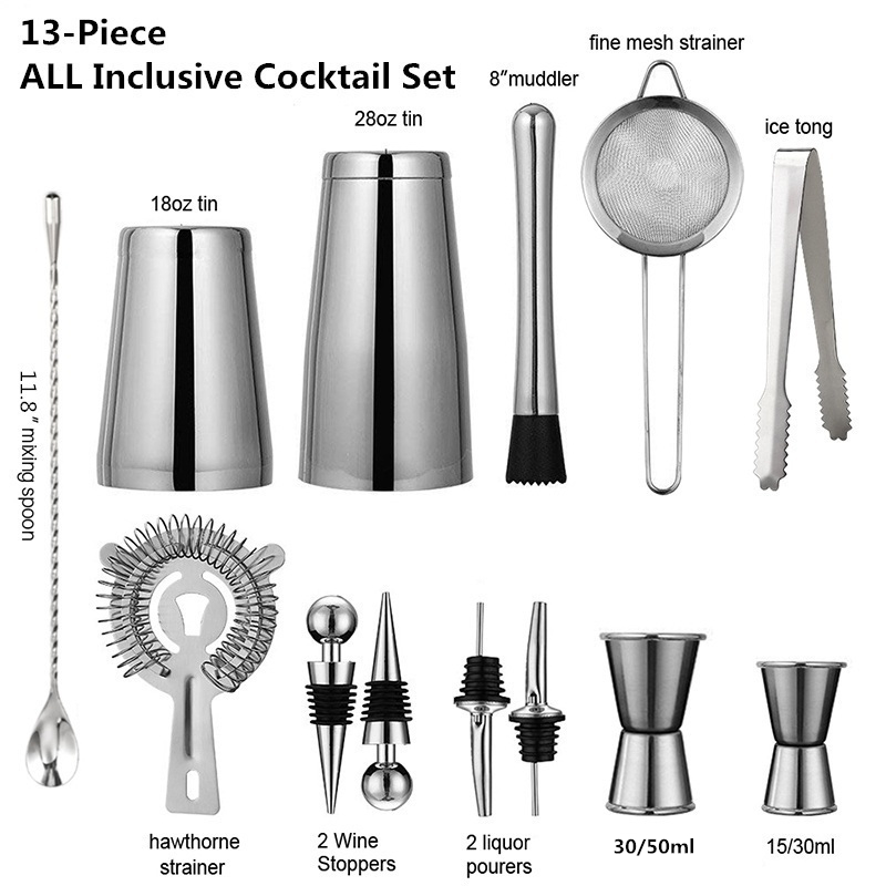 Boston Shaker Set - 13 pçs/set aço inoxidável cocktail shaker
