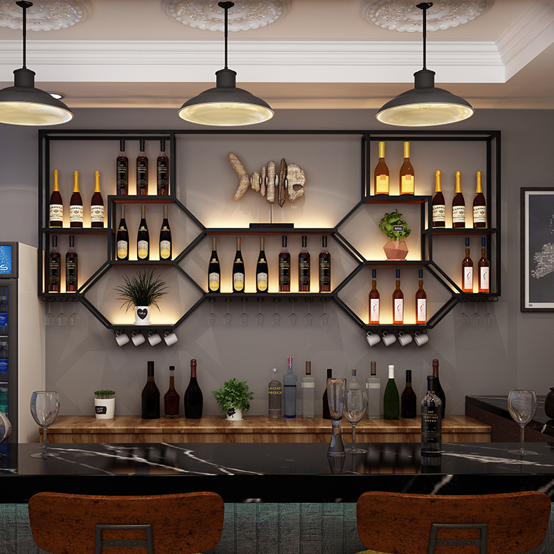 Home Bar Shelf - Prateleiras de metal armário de vinho