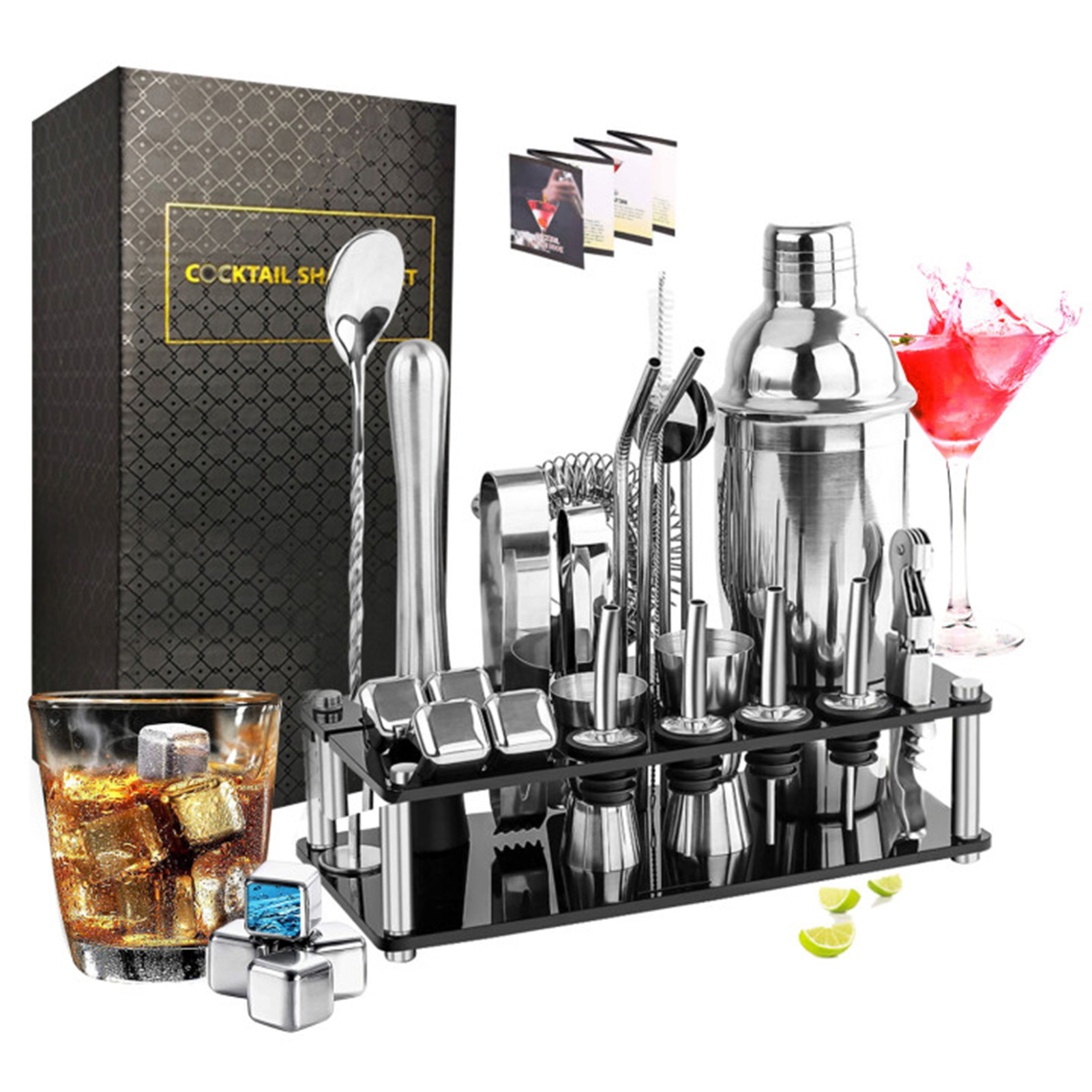 Cocktail Recipe Book - Cocktail fazendo conjunto shaker barra de