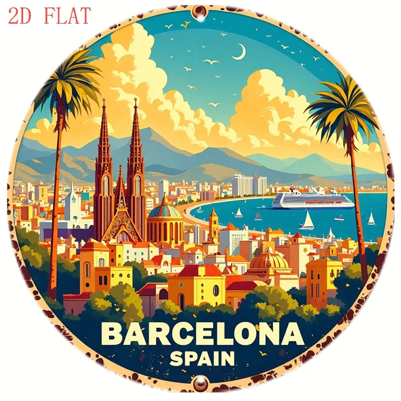 Placa de Metal Redonda 2D de 8 - Home Barcelona avaliação e preço