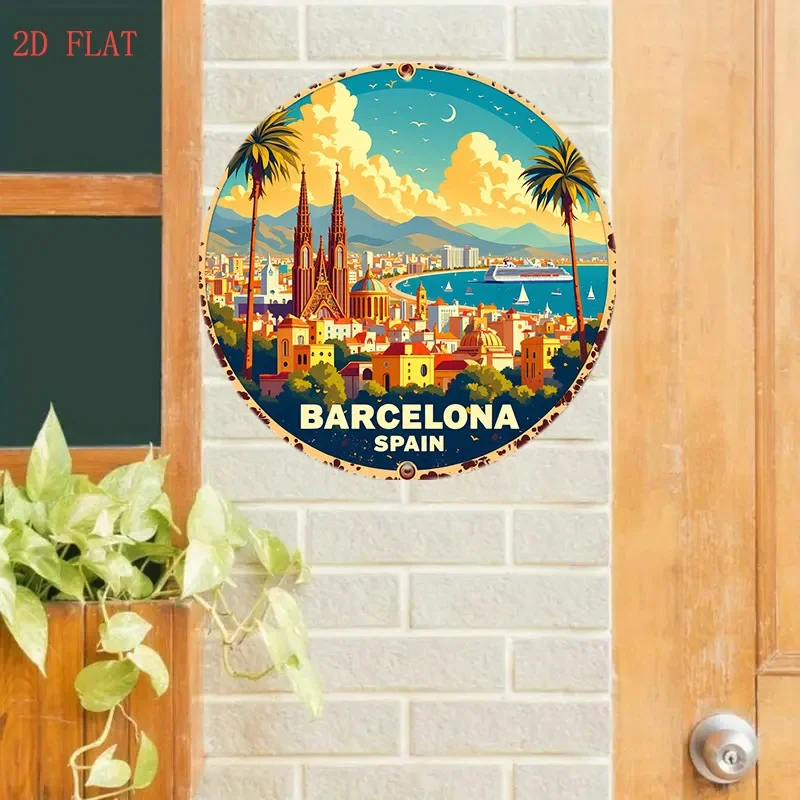 Placa de Metal Redonda 2D de 8 - Home Barcelona avaliação e preço