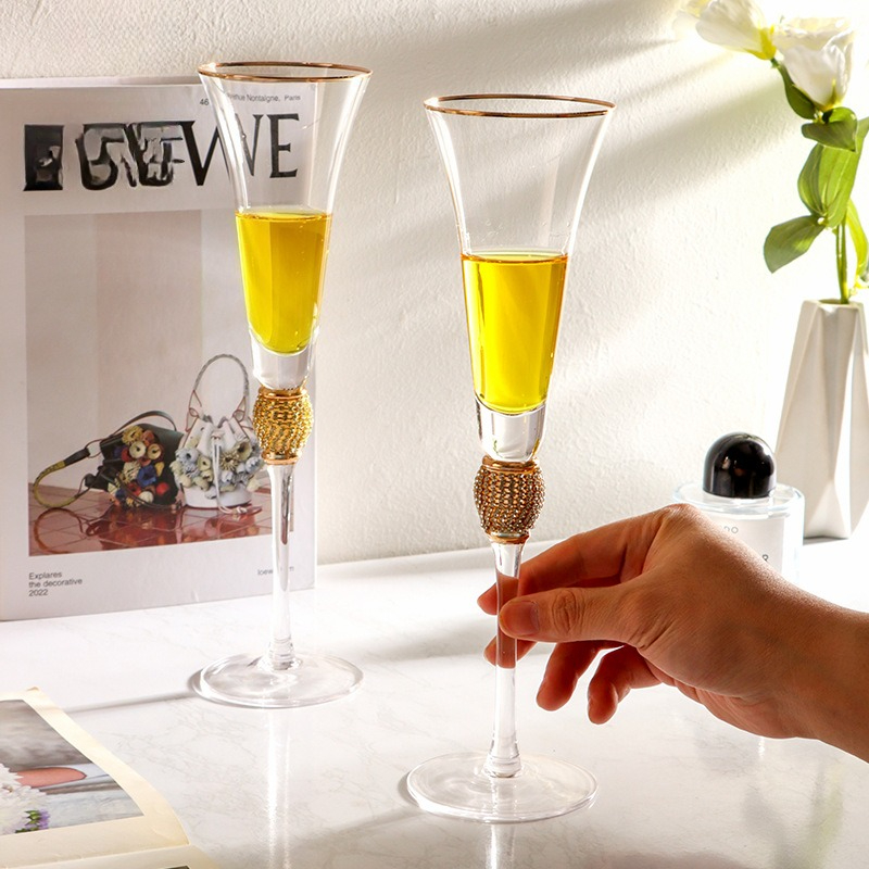 Luxo diamante ouro borda conju - Highball Glass Set avaliação e preço
